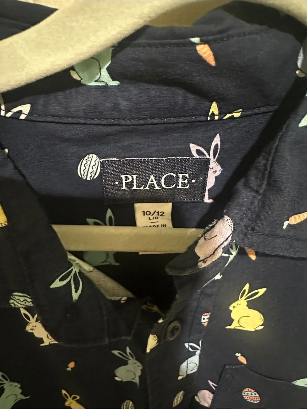 The Children's Place Navy Short-Sleeve Bunny Print Button-Down Shirt